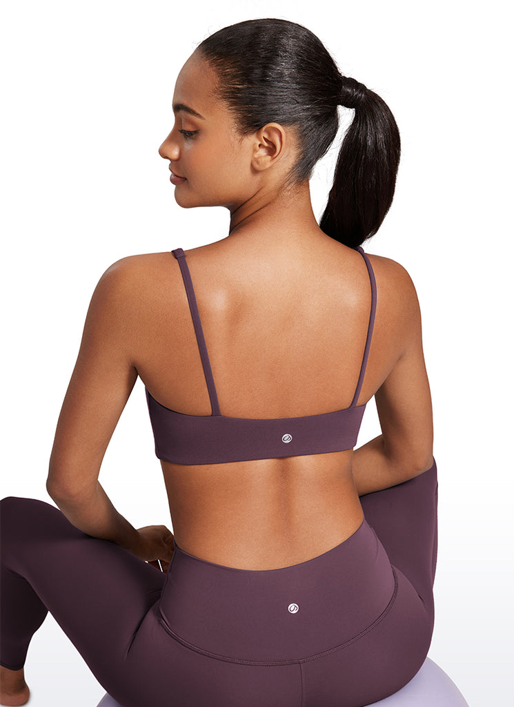 CRZ YOGA Women Butterluxe Square Neck Cami Padded Mini Bra Grape Thistle Purple