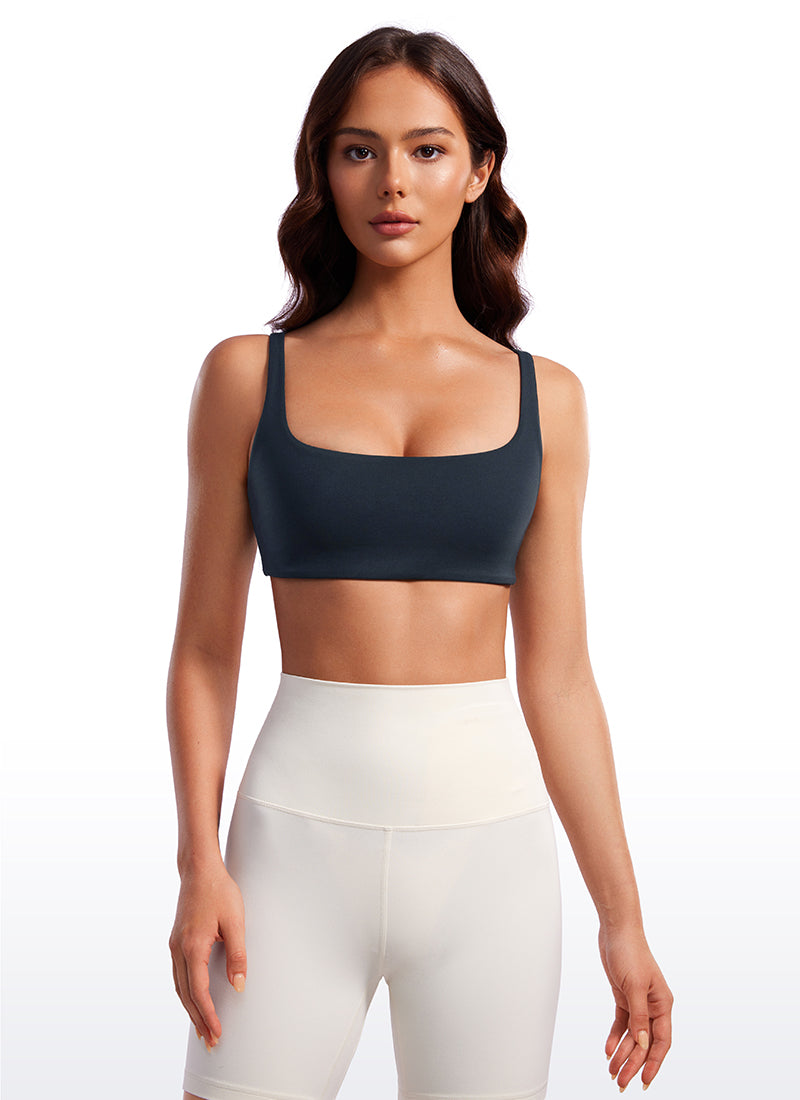 CRZ YOGA Women Butterluxe Square Neck Cami Padded Mini Bra True Navy
