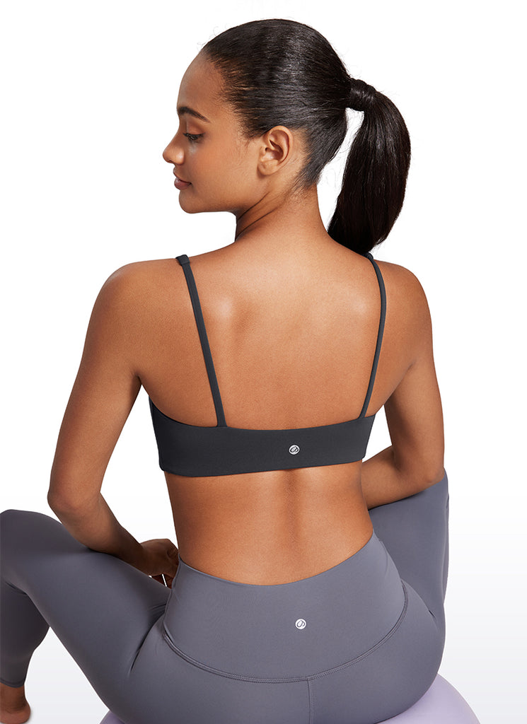 CRZ YOGA Women Butterluxe Square Neck Cami Padded Mini Bra Hot Fudge Brown