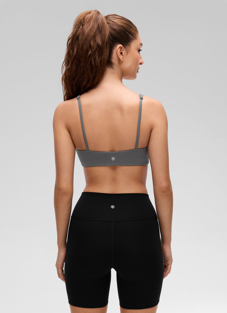 CRZ YOGA Women Butterluxe Square Neck Cami Padded Mini Bra Hot Fudge Brown