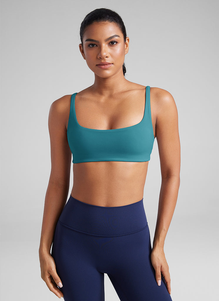 CRZ YOGA Women Butterluxe Square Neck Cami Padded Mini Bra Borealis Green