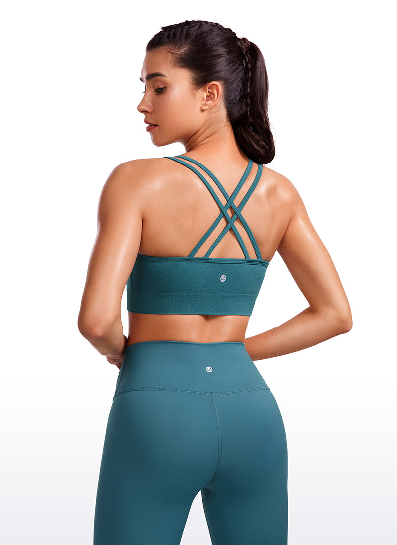 Seamless Strappy Longline Bra Criss Cross Back