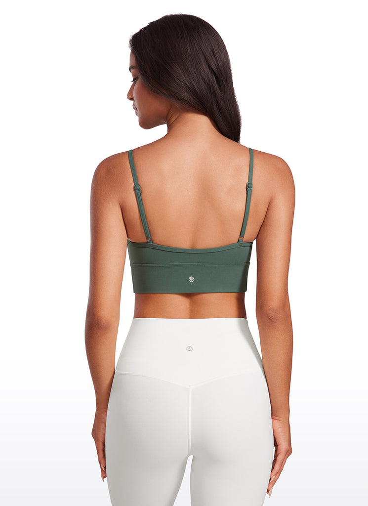 CRZ YOGA Butterluxe Womens V Neck Longline Camisole Yoga Padded Sports Bra Elfin Purple