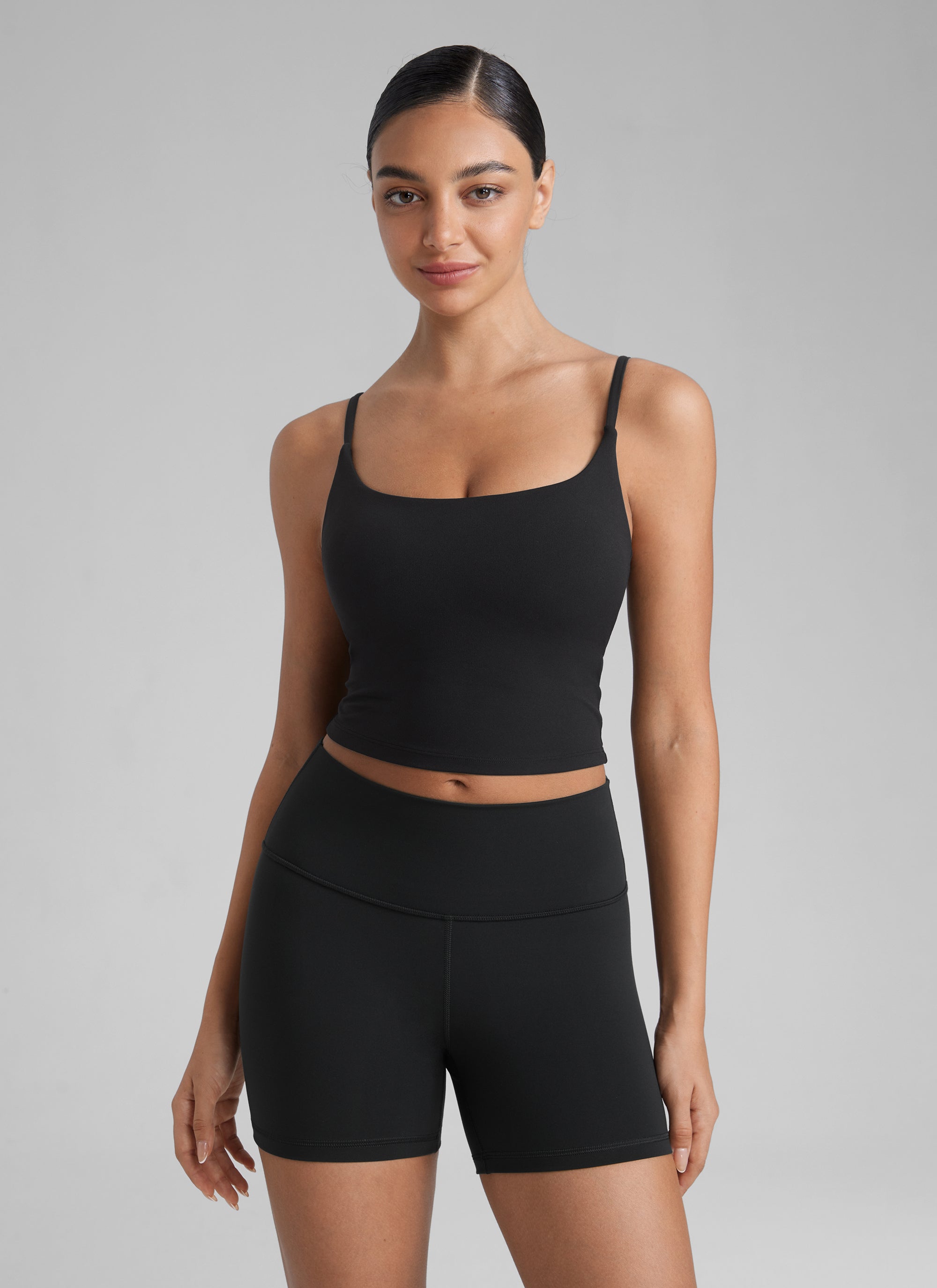 CRZ YOGA Womens Butterlift Scoop Neck U Back Yoga Longline Sports Bra True Navy