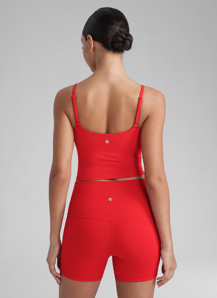 CRZ YOGA Womens Butterlift Scoop Neck U Back Yoga Longline Sports Bra Deep Red