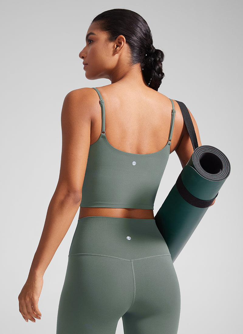 CRZ YOGA Womens Butterlift Scoop Neck U Back Yoga Longline Sports Bra White