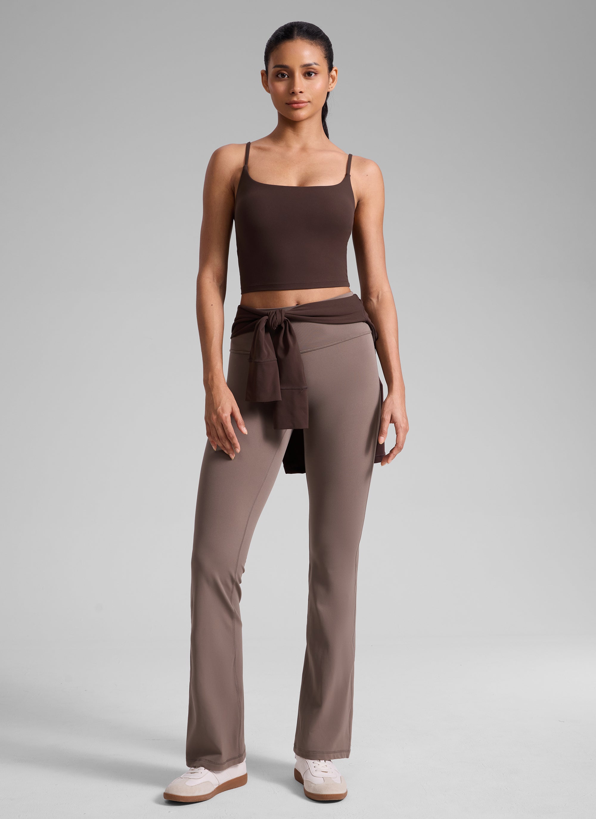 CRZ YOGA Womens Butterlift Scoop Neck U Back Yoga Longline Sports Bra Grey Sage