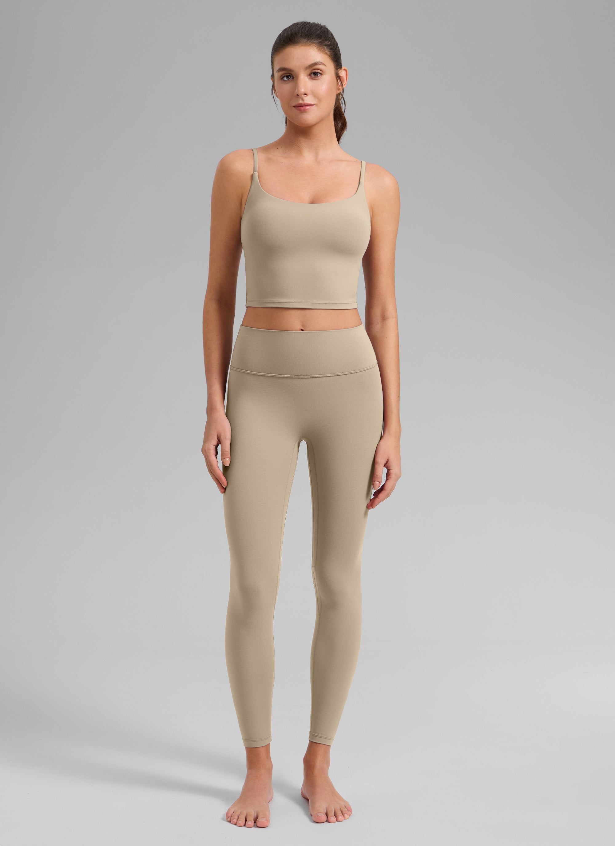 CRZ YOGA Womens Butterlift Scoop Neck U Back Yoga Longline Sports Bra Oak