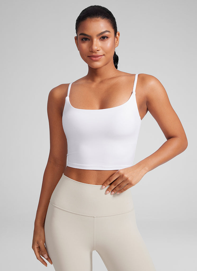 CRZ YOGA Womens Butterlift Scoop Neck U Back Yoga Longline Sports Bra Black