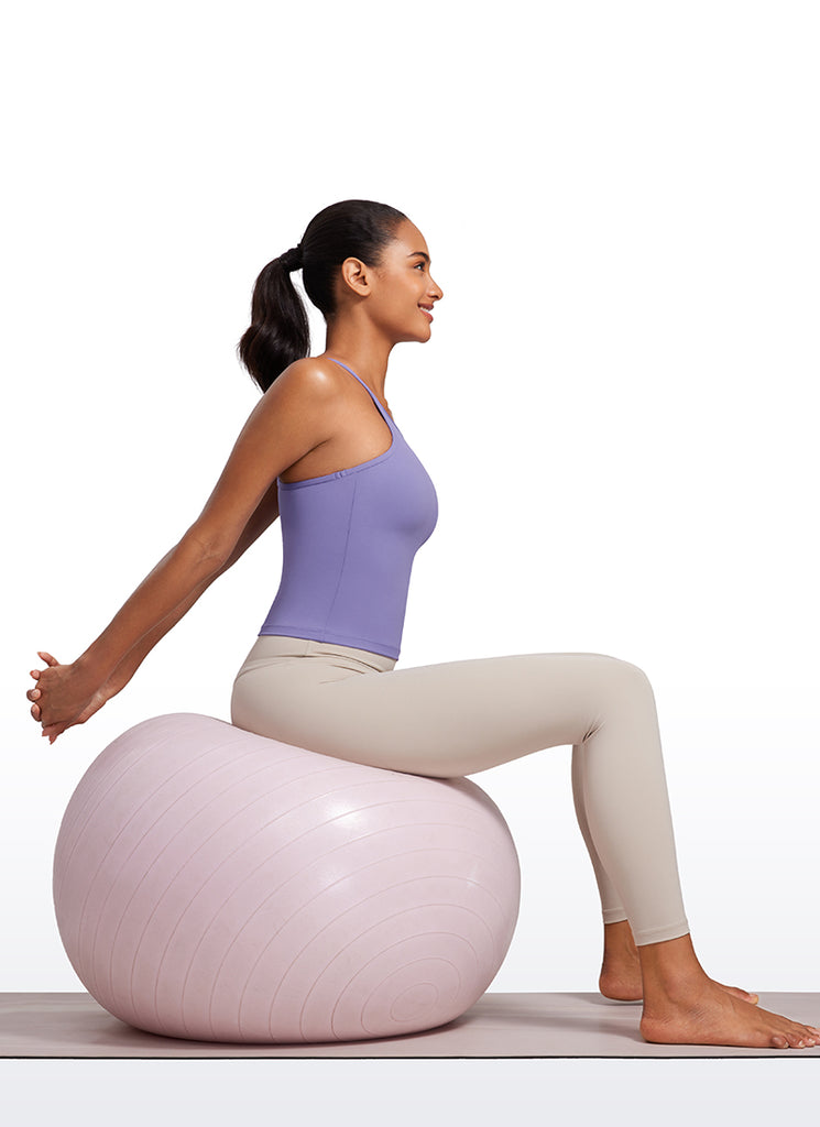 CRZ YOGA Women's Yoga Butterluxe Halter High Neck Padded Tanks Y Back Dark Lavender Purple