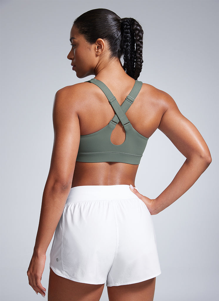 CRZ YOGA Womens Butterbreeze Padded V Neck Sports Bra Training Deep Red