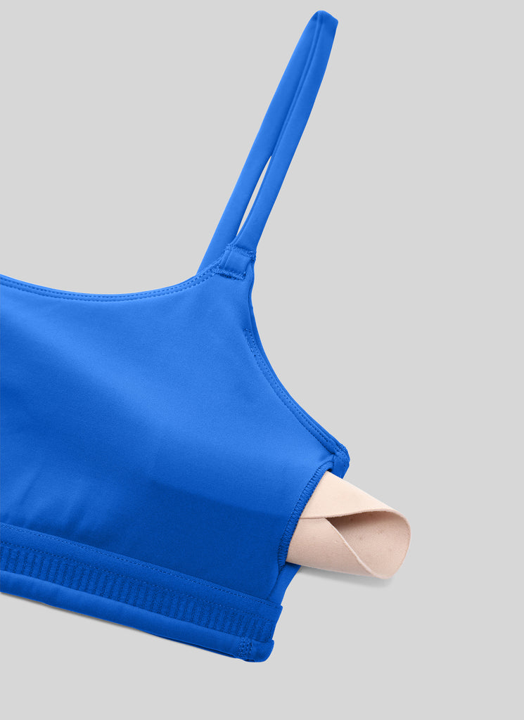 CRZ YOGA Womens Butterbreeze Spaghetti Strap Scoop Neck Sports Bra Sparkle Blue