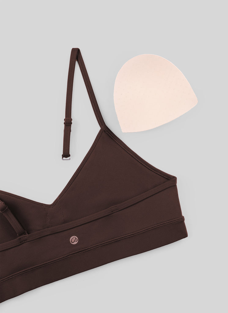 CRZ YOGA Butterluxe Womens V Neck Camisole Yoga Padded Sports Bra Hot Fudge Brown