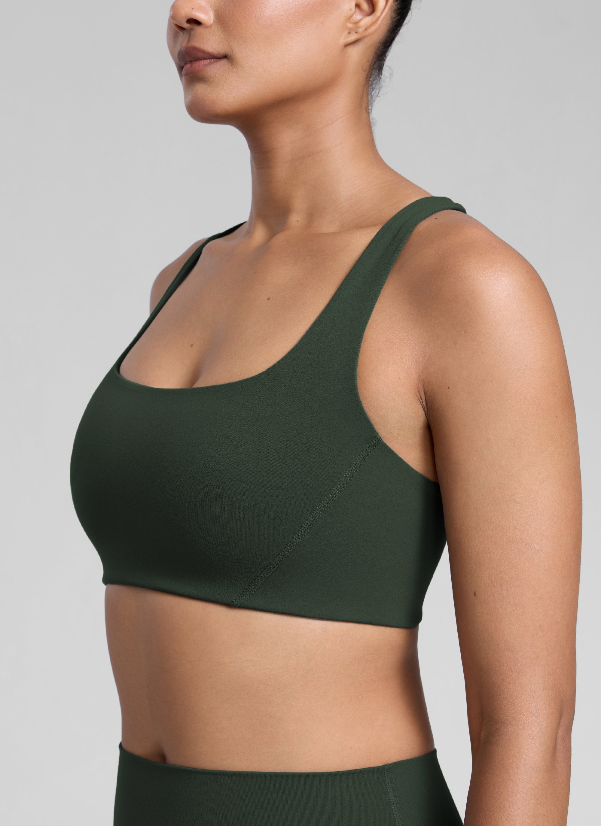 CRZ YOGA Womens Butterlift Double Lined Square Neck Yoga Sports Bra Hot Fudge Brown