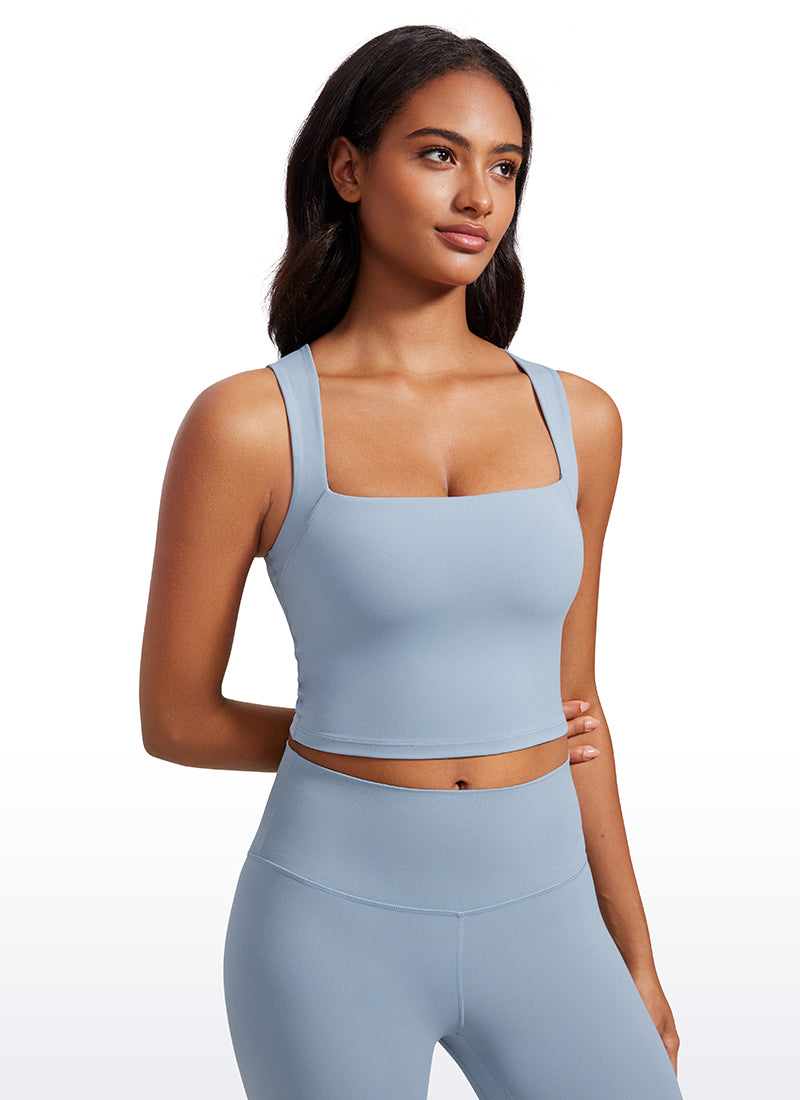 Butterluxe Longline Square Neck Built-in Bra Sports Tanks