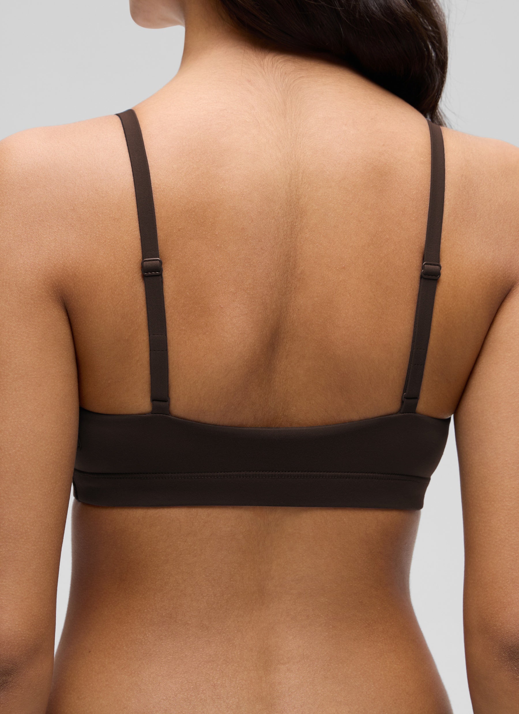 CRZ YOGA Softhold Womens Double Lined Wireless Triangle Bralette Hot Fudge Brown
