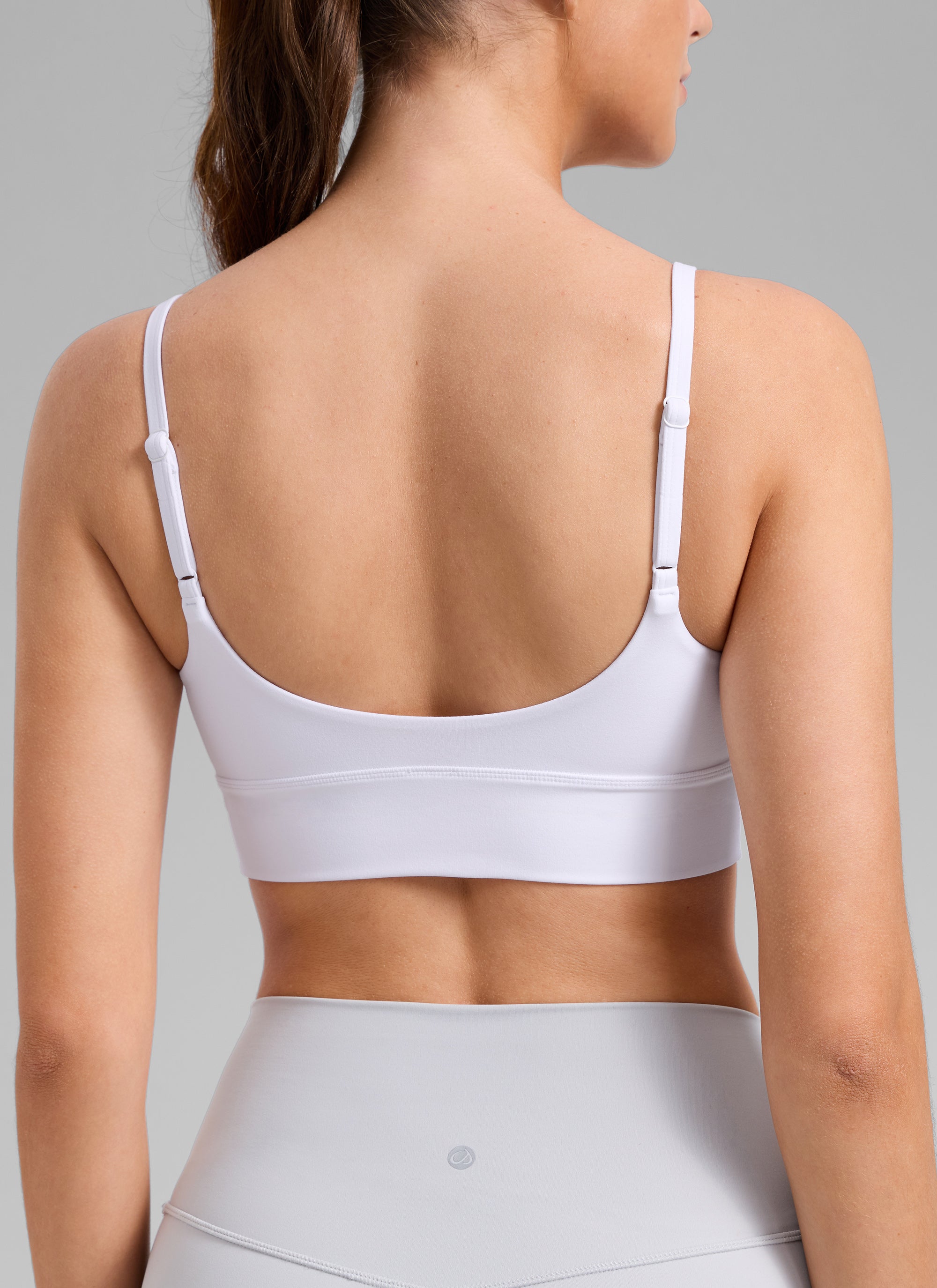 CRZ YOGA Women's Butterlift Yoga Longline Built in Bra Sports Bra White