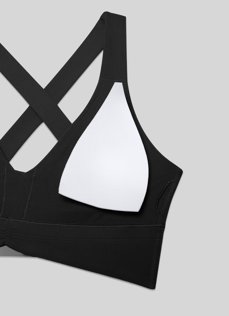 CRZ YOGA Women's Light Support Butterluxe Yoga Bra Ruched V Neck White