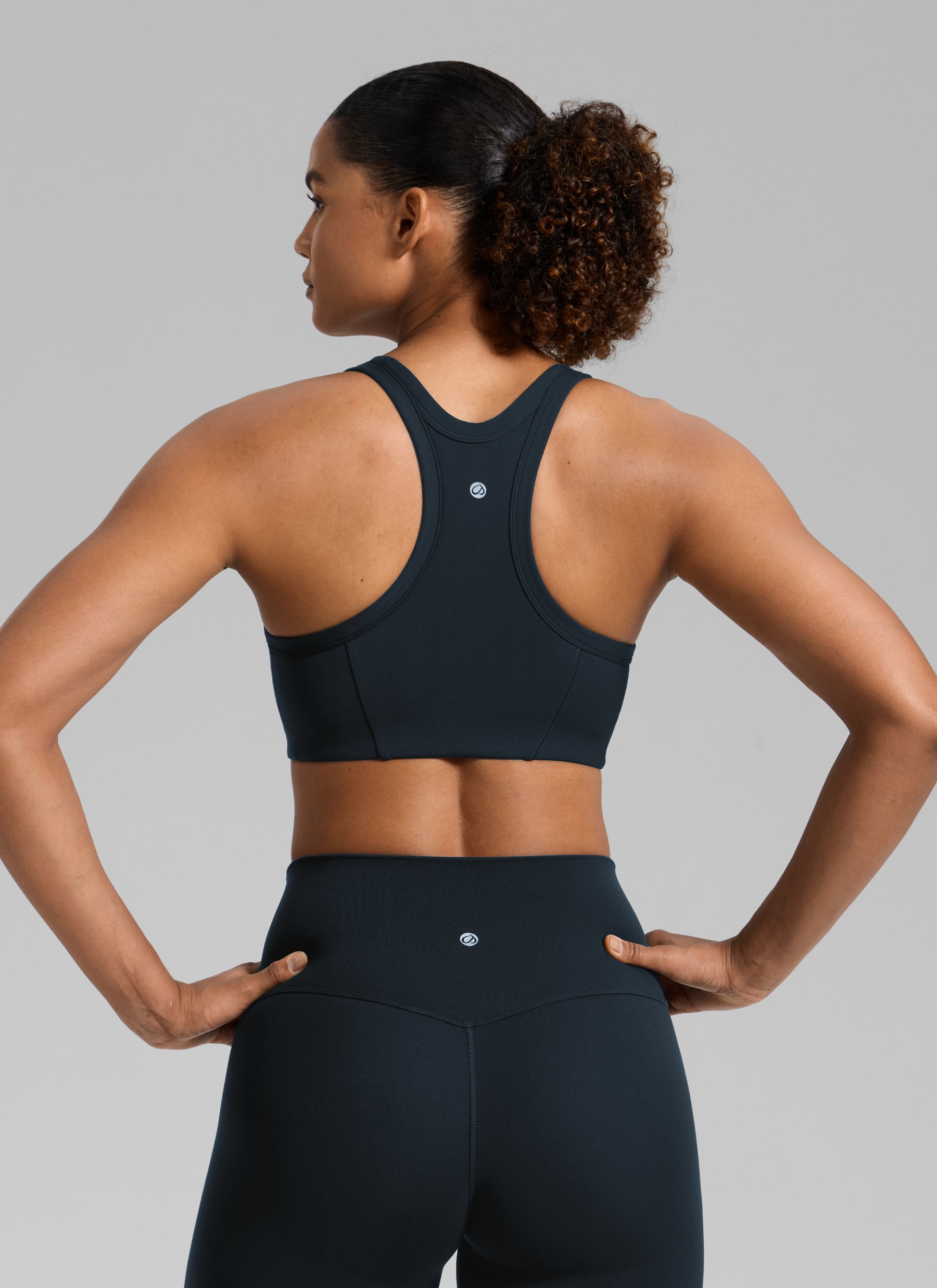 CRZ YOGA Women's Butterbreeze Training Racerback Longline Sports Bra True Navy