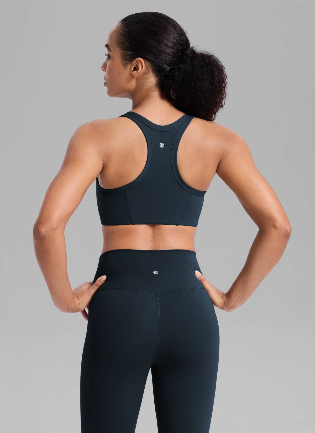 CRZ YOGA Women's Butterbreeze Training Racerback Longline Sports Bra True Navy