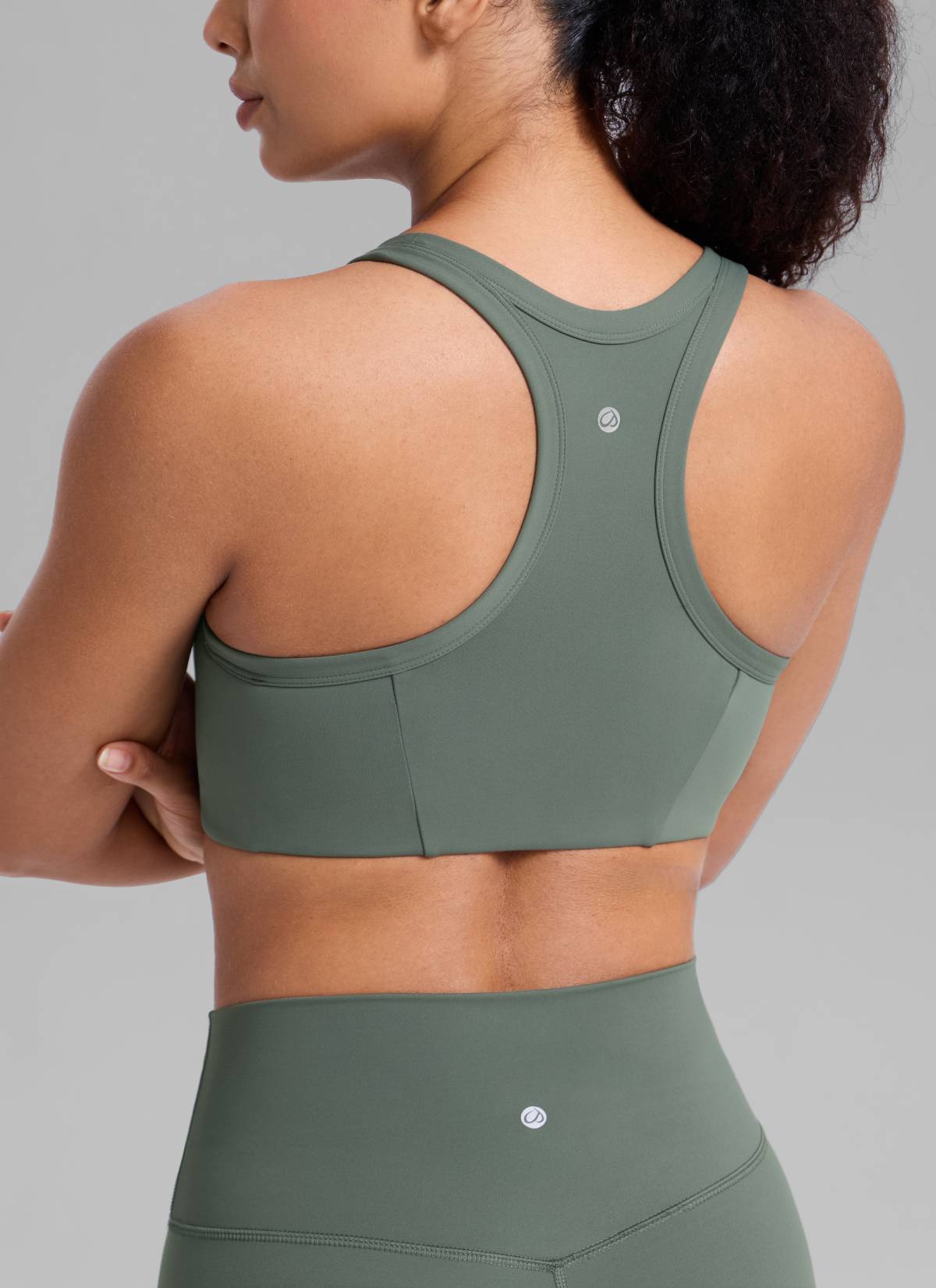 CRZ YOGA Women's Butterbreeze Training Racerback Longline Sports Bra Grey Sage