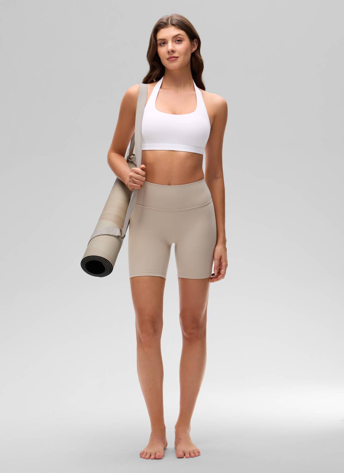 CRZ YOGA Womens Yoga Scoop Neck Padded Open Back Sports Bras White