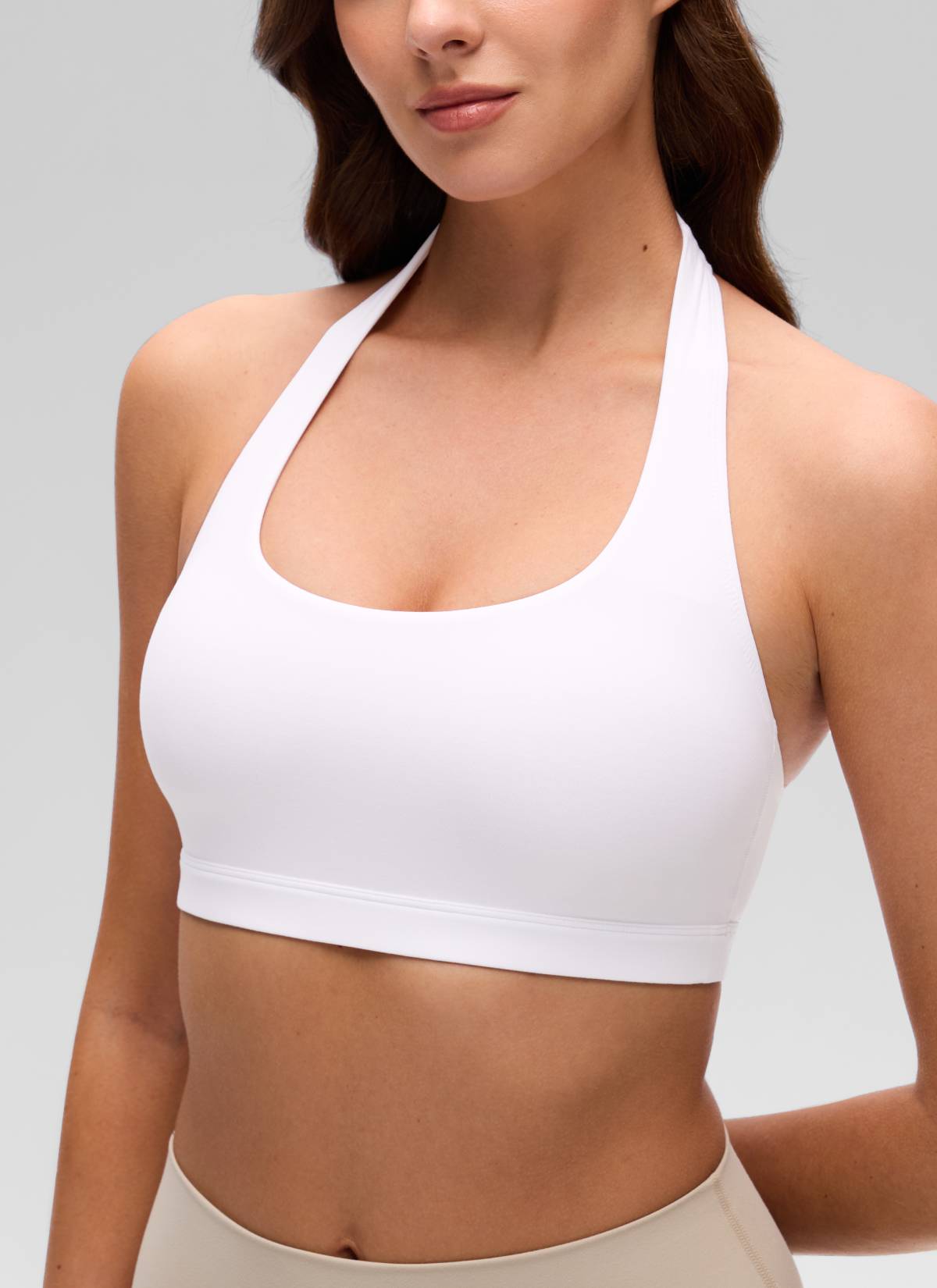 CRZ YOGA Womens Yoga Scoop Neck Padded Open Back Sports Bras White