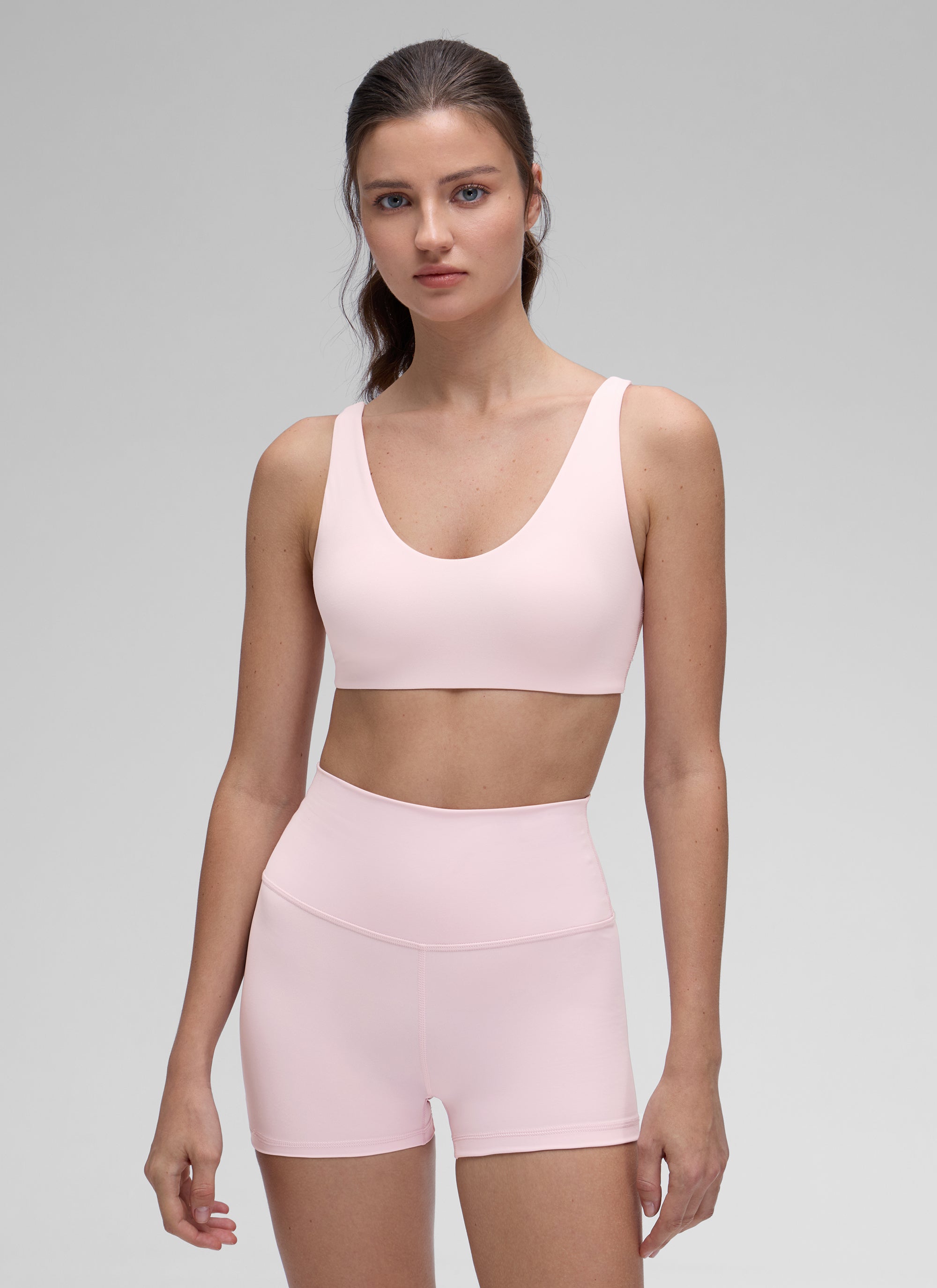 CRZ YOGA Women Butterluxe Soft Double Lined Scoop Neck Sports Bras White