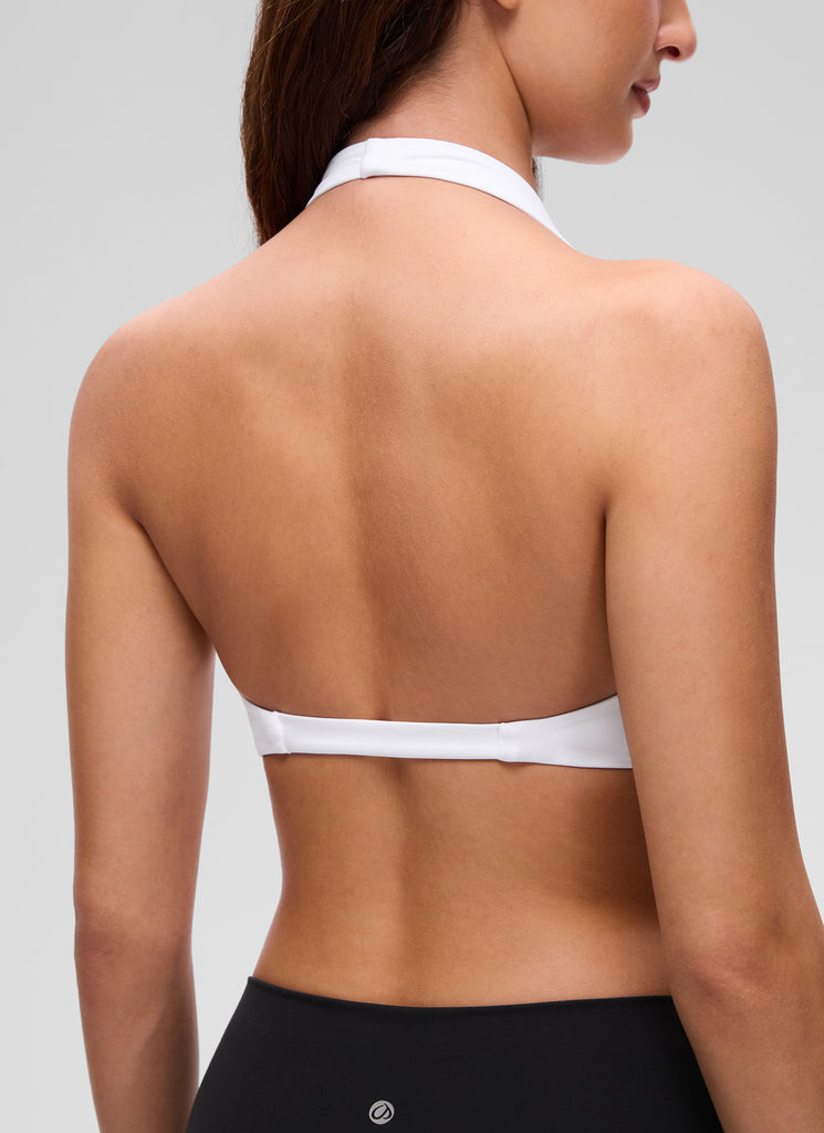 CRZ YOGA Women's Butterluxe Yoga V Neck Crop Double Lined Sports Bra Black