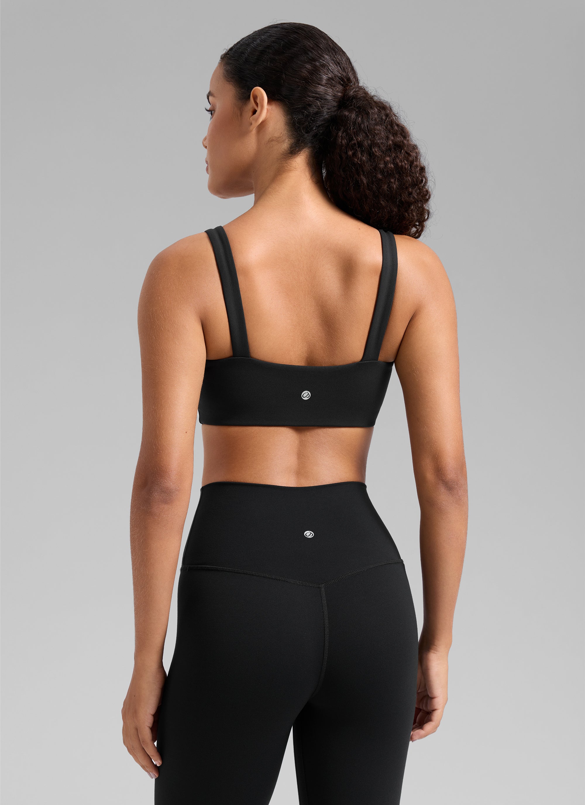 CRZ YOGA Women's Butterlift Workout Square Neck Built in Sports Bra Black