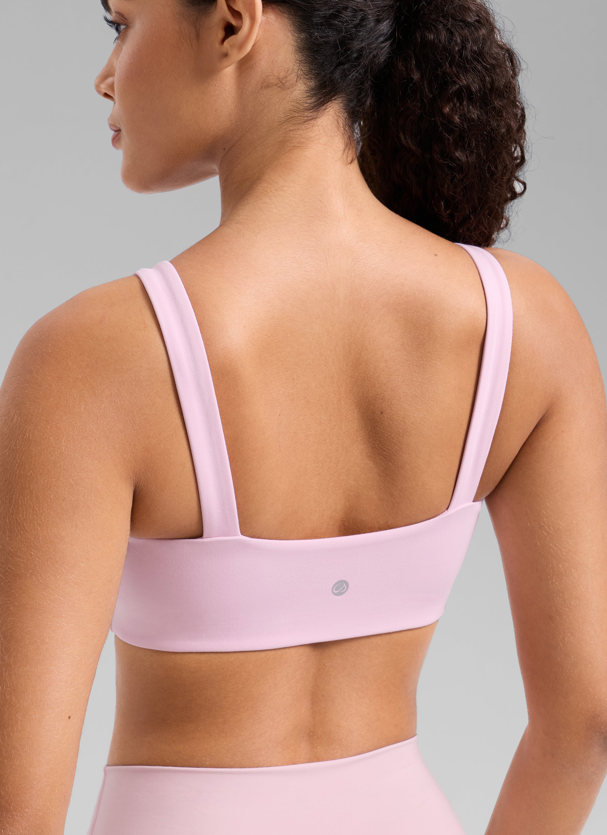 CRZ YOGA Women's Butterlift Workout Square Neck Built in Sports Bra Milk Pink