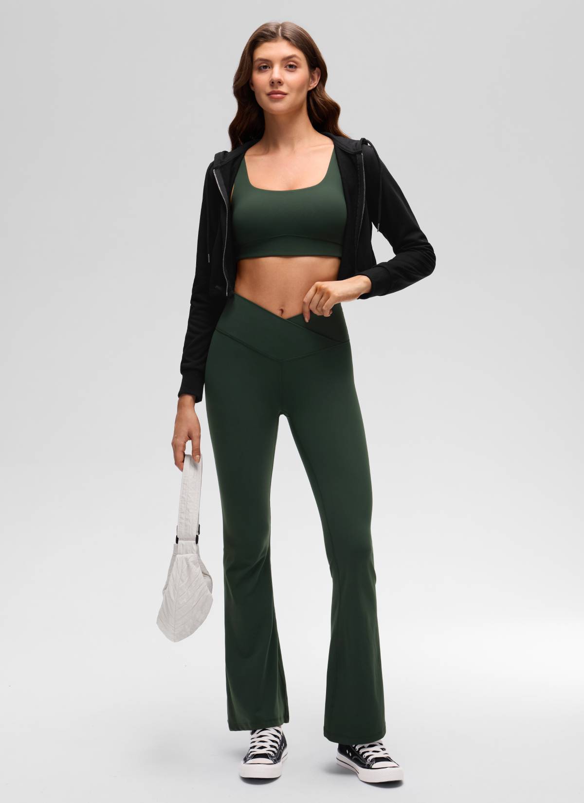 CRZ YOGA Women's Butterluxe Yoga U Back Sports Bra Light Support Legend Green