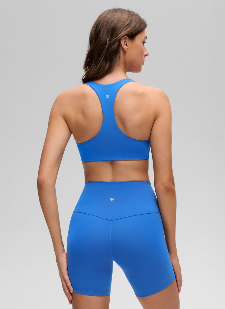 CRZ YOGA Women's Butterluxe Yoga V Neck RacerBack Build in Sports Bra Sparkle Blue