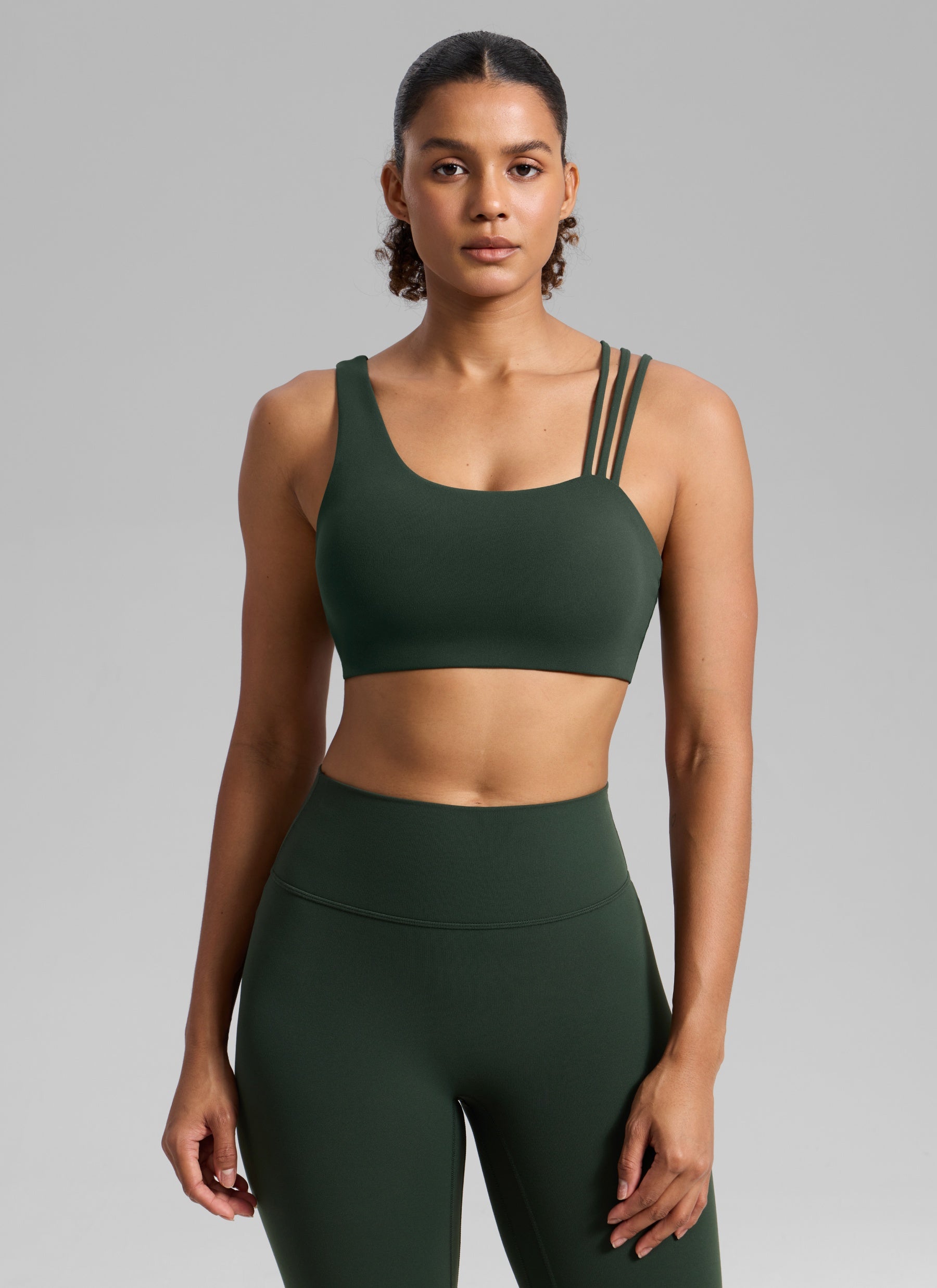 Women's Butterlift® Yoga Asymmetric Straps Sports Bra Medium Support Legend Green