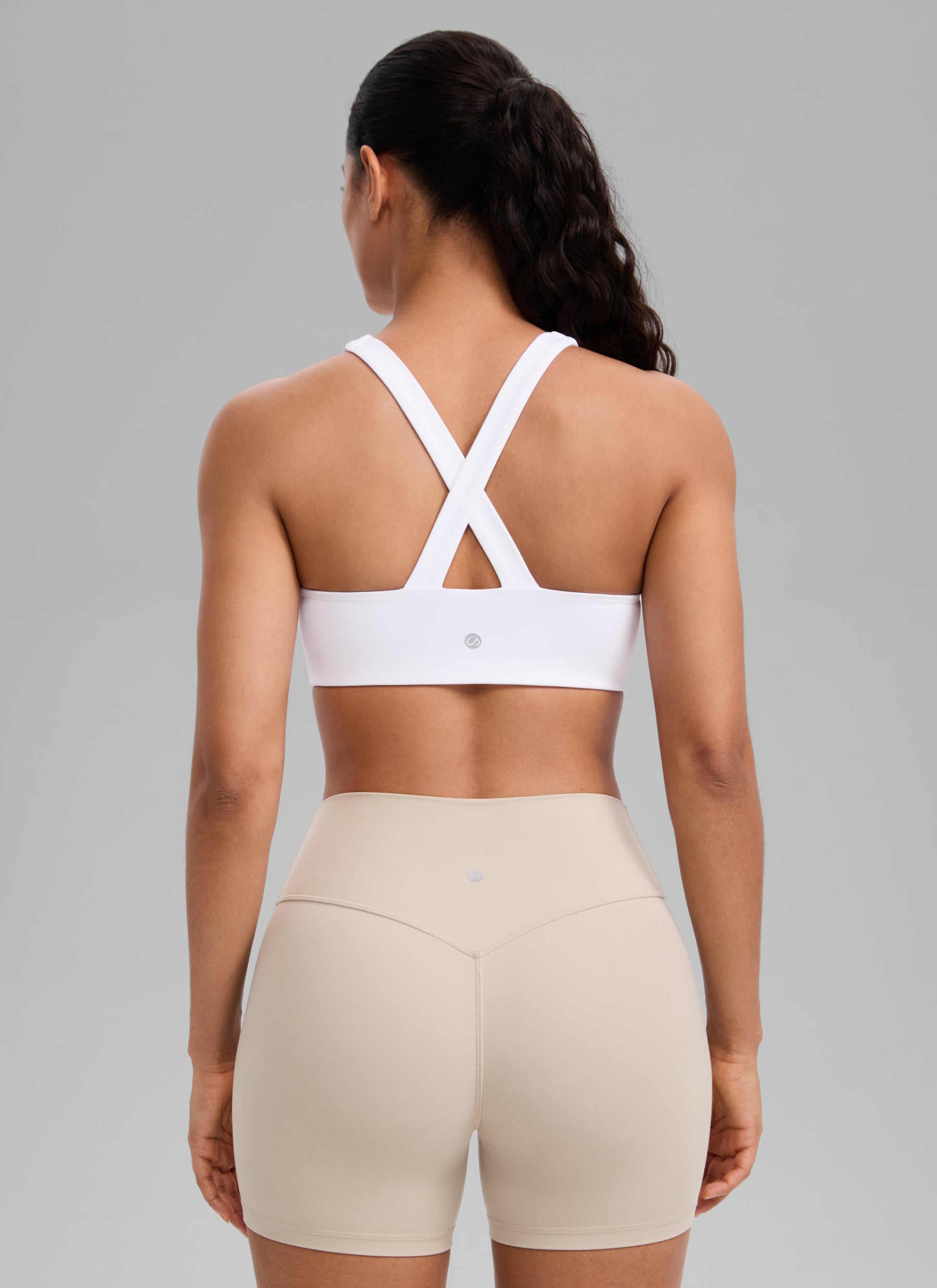 CRZ YOGA Women's SculptAir Training Criss Cross Back Straps Sports Bra White