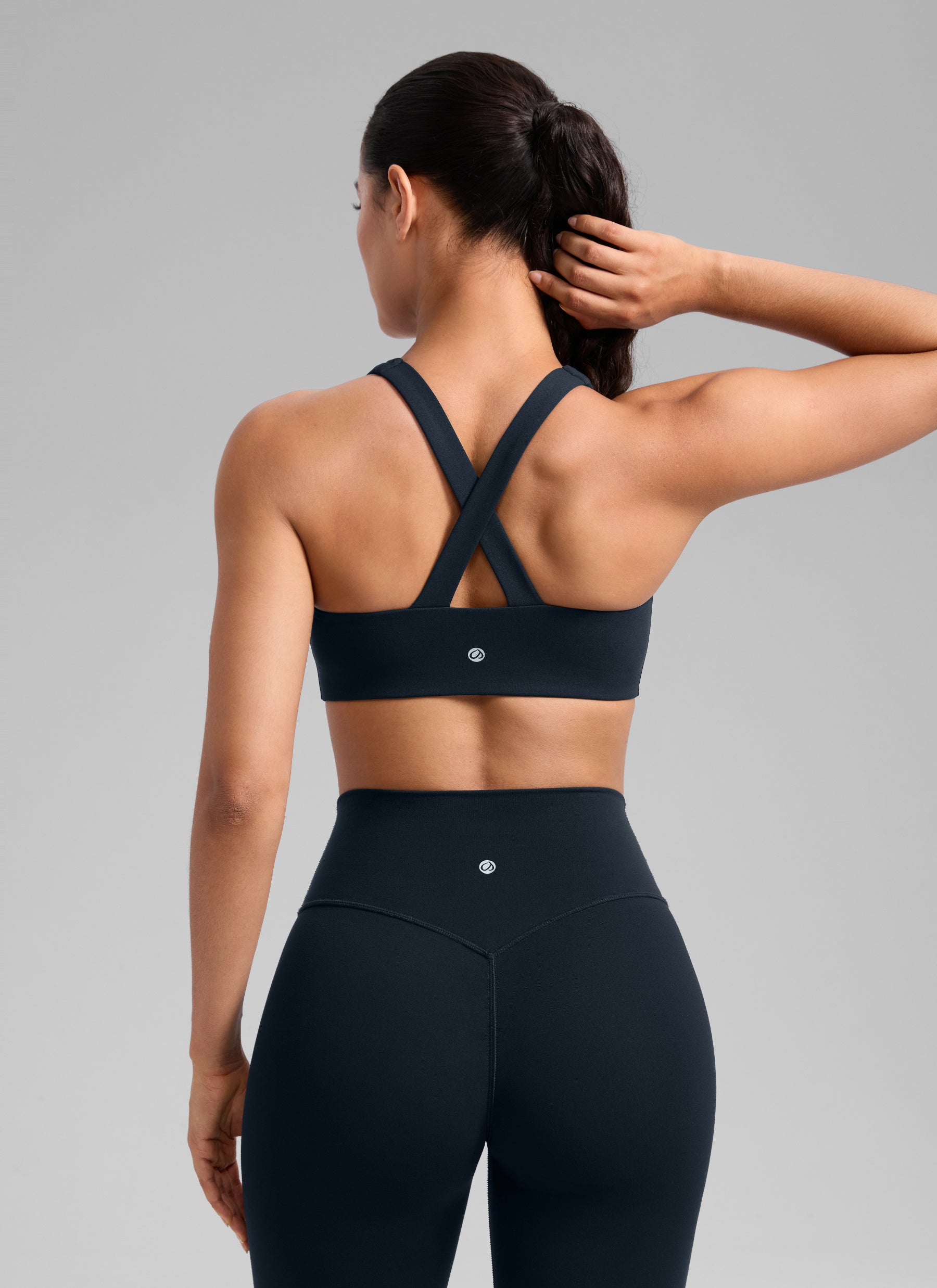 CRZ YOGA Women's SculptAir Training Criss Cross Back Straps Sports Bra True Navy