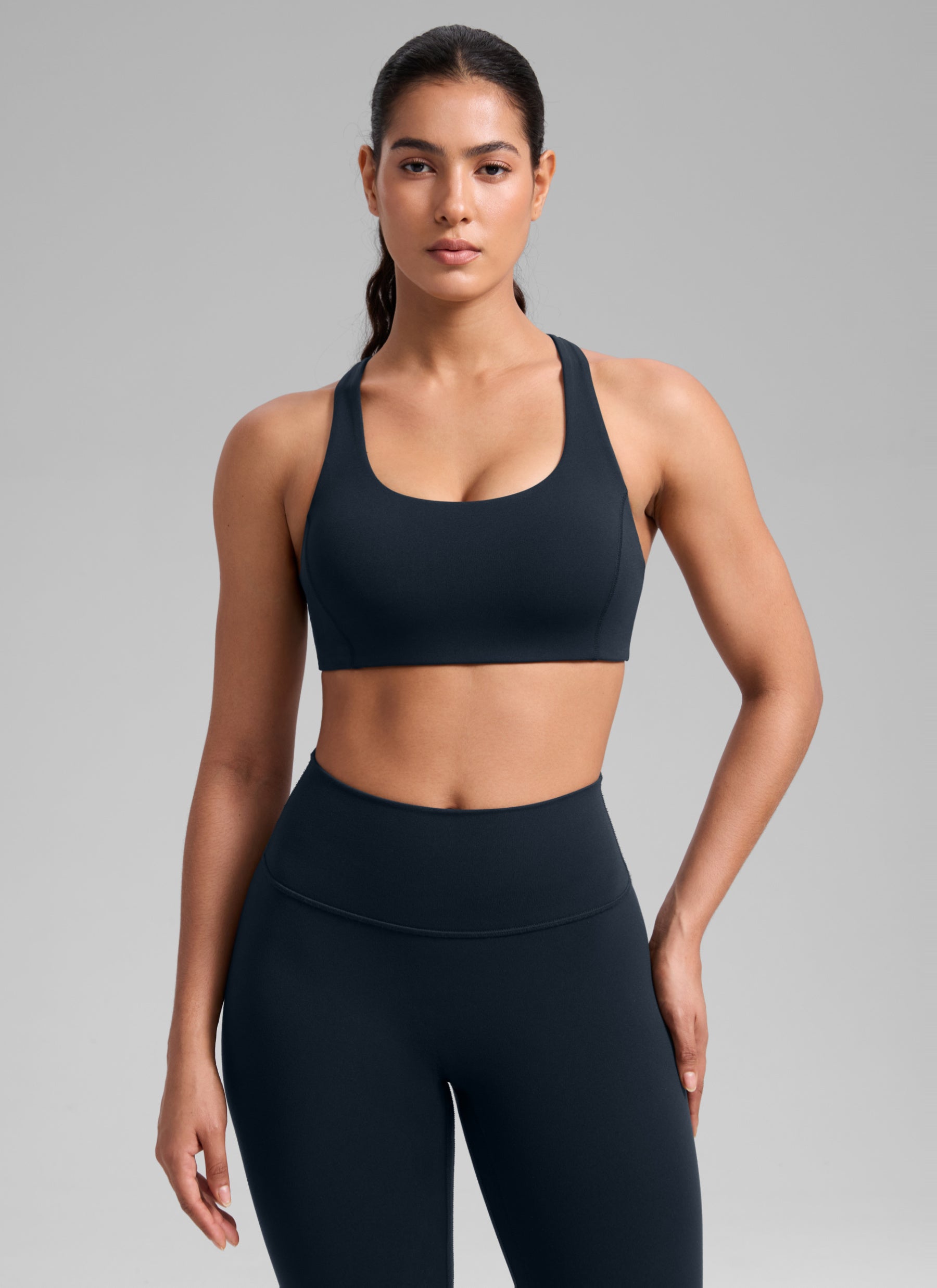 CRZ YOGA Women's SculptAir Training Criss Cross Back Straps Sports Bra True Navy