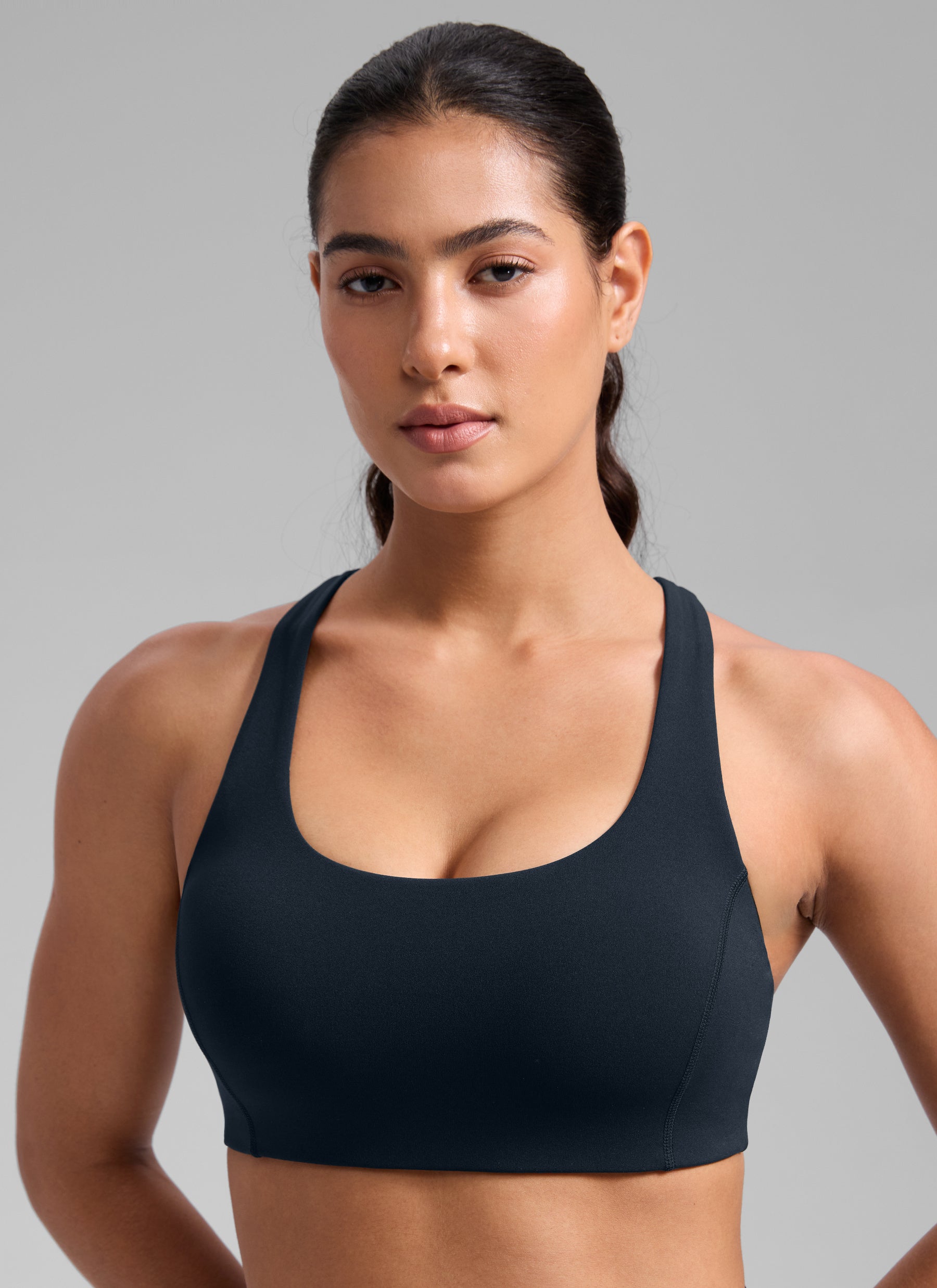 CRZ YOGA Women's SculptAir Training Criss Cross Back Straps Sports Bra True Navy
