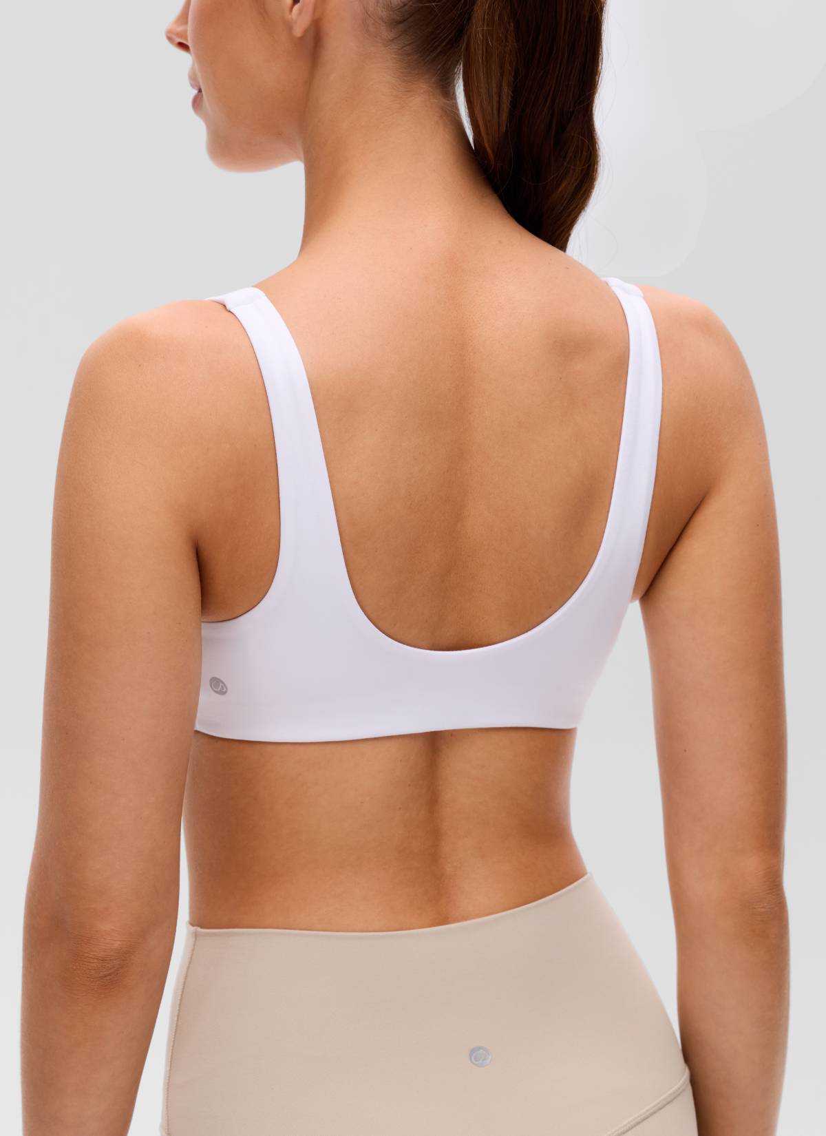 CRZ YOGA Women's Butterluxe Yoga Twist V Neck U Back Sports Bra White