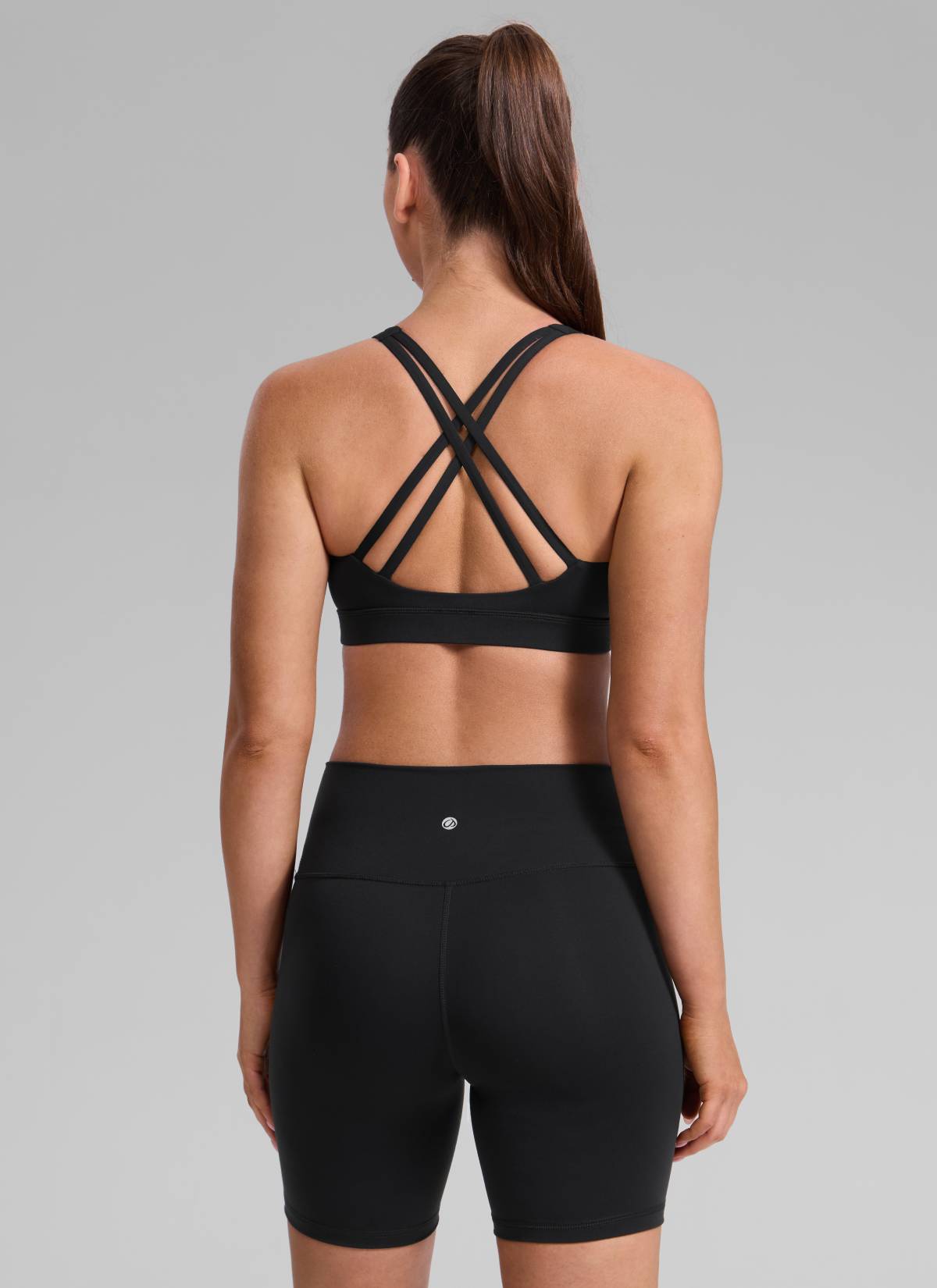 CRZ YOGA Women's Nakedfeel Training U Neck Criss Cross Back Sports Bra Black