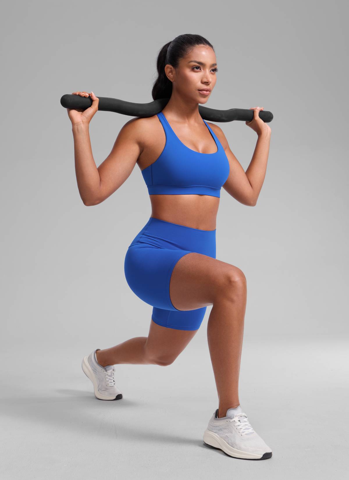 CRZ YOGA Women's Nakedfeel Training U Neck Criss Cross Back Sports Bra Waves Blue