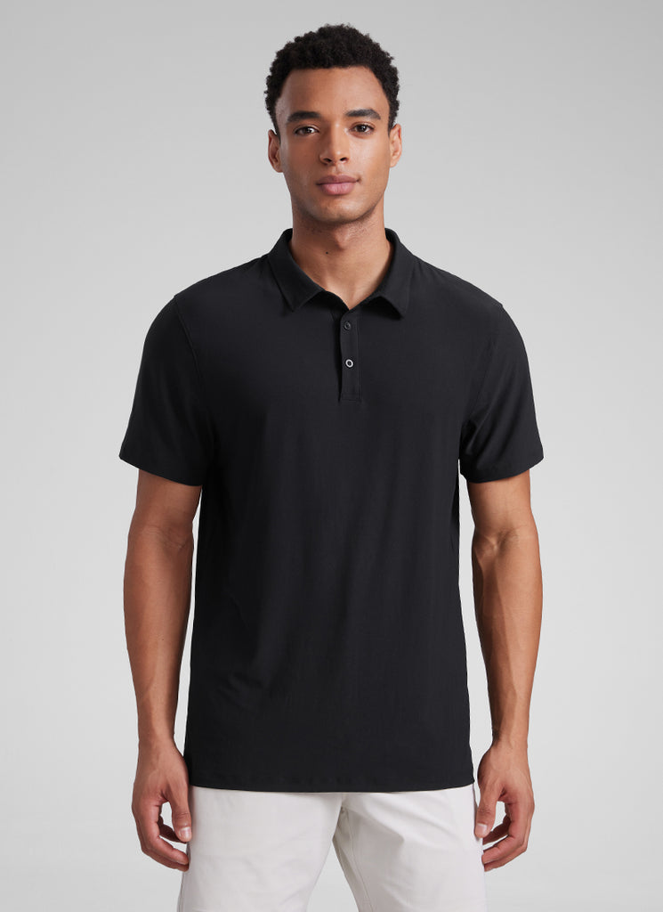 CRZ YOGA Men's Cloudweight Moisture Wicking Polo Short Sleeve Milky White