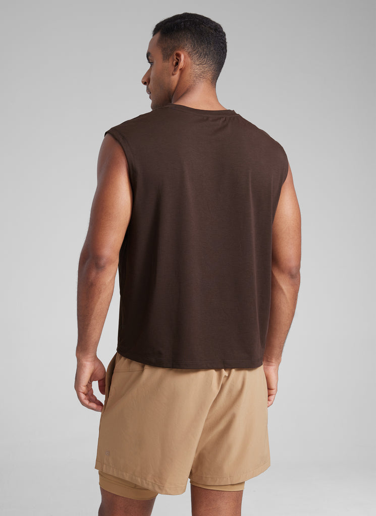 CRZ YOGA Men's Mesh Quick Dry Workout Relaxed Fit Tank Tops Sleeveless Slate Blue