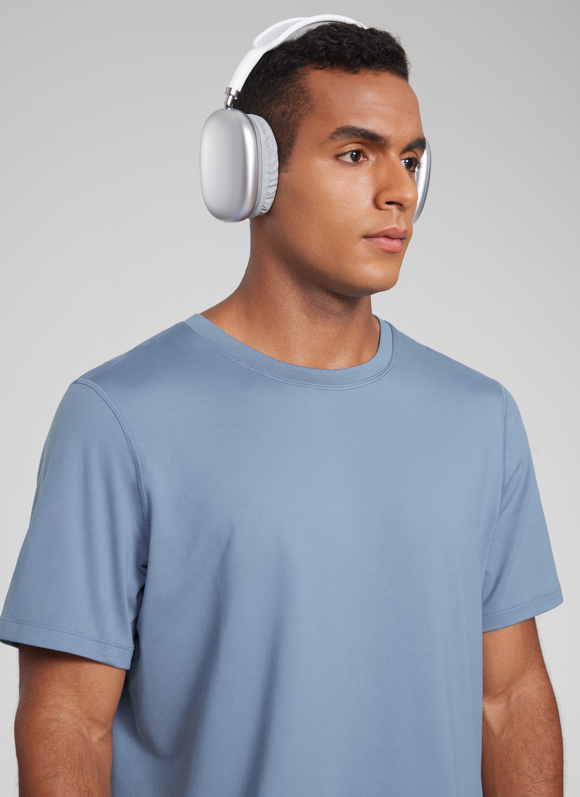 CRZ YOGA Men's Midweight Soft Breathable Casual Athletic Short Sleeve Grey Sage