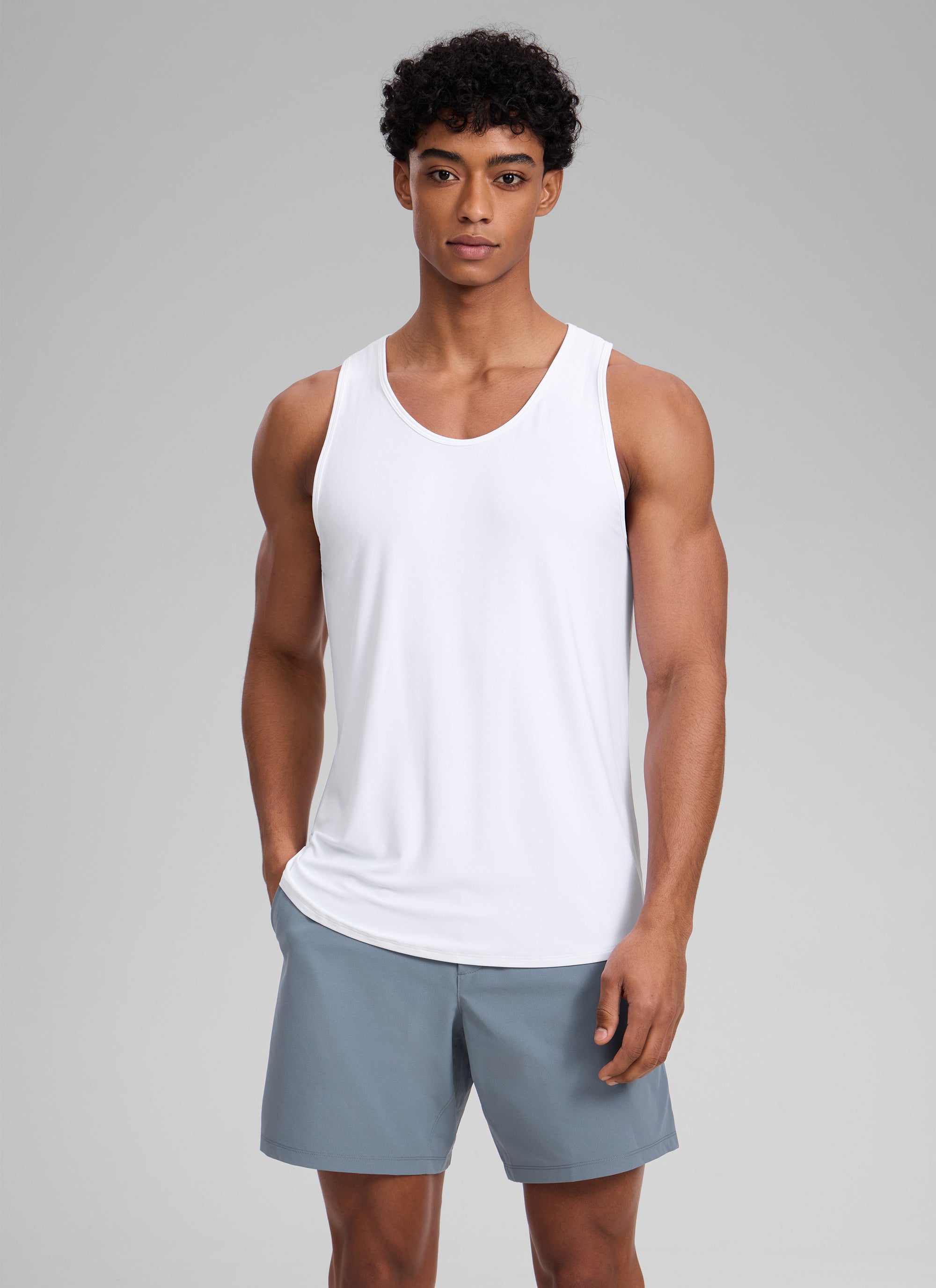CRZ YOGA Men's Train Classic Fit Quick Dry Sleeveless Tank White