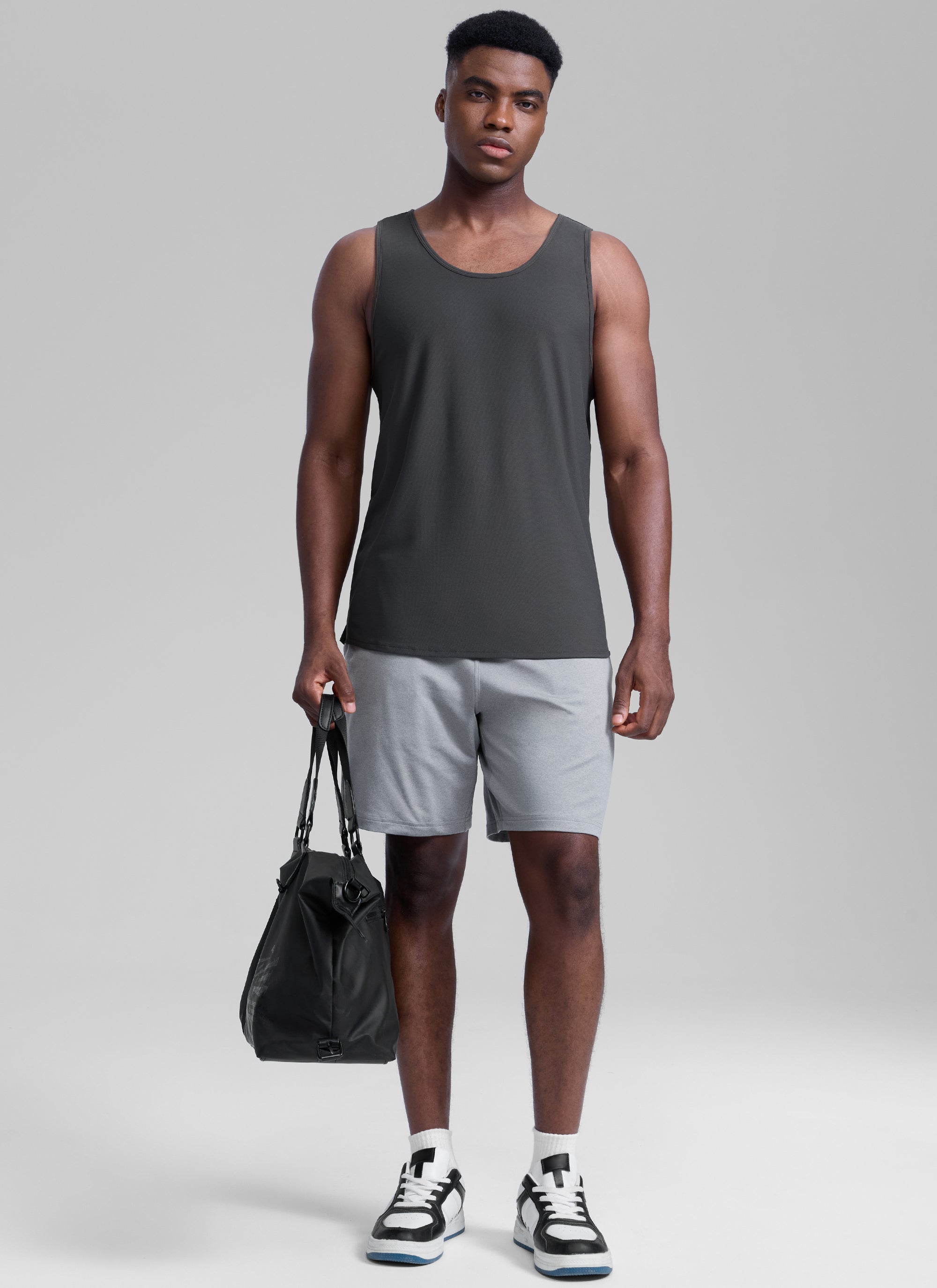 CRZ YOGA Men's Train Classic Fit Quick Dry Sleeveless Tank Mysterious Grey
