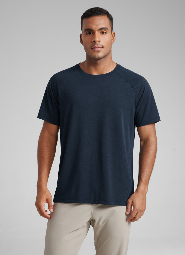 CRZ YOGA Men's Training Classic Fit Shirts Mech Short Sleeves Black