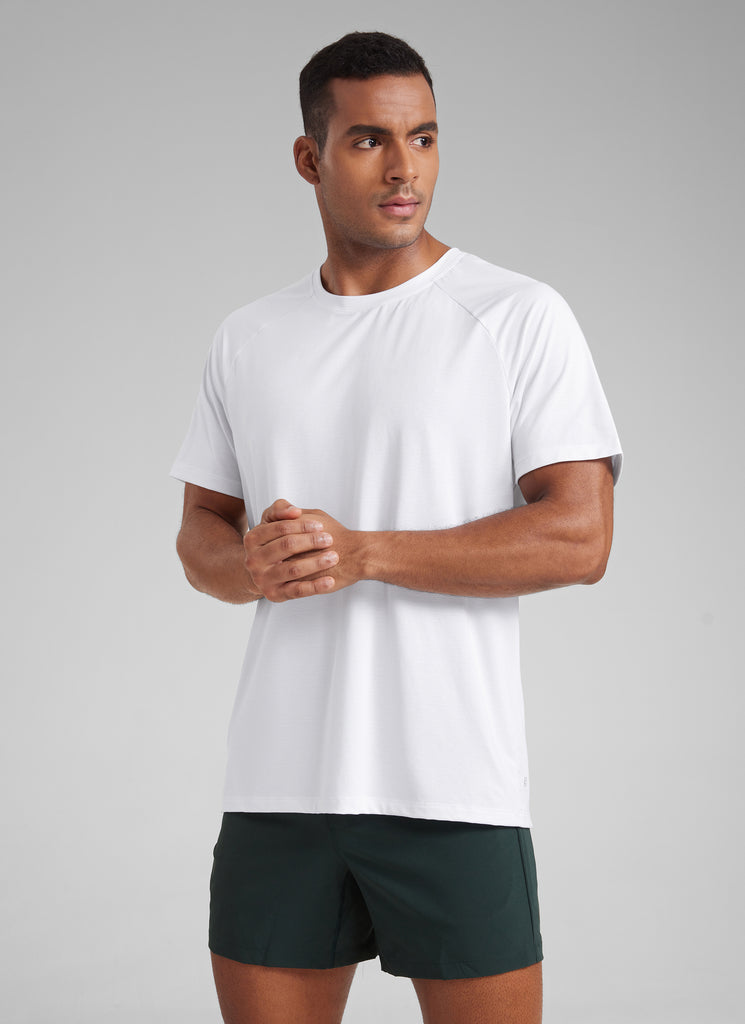 CRZ YOGA Men's Training Classic Fit Shirts Mech Short Sleeves True Navy