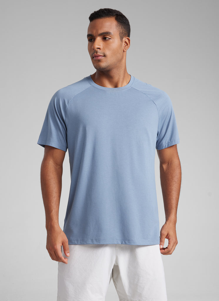 CRZ YOGA Men's Training Classic Fit Shirts Mech Short Sleeves White