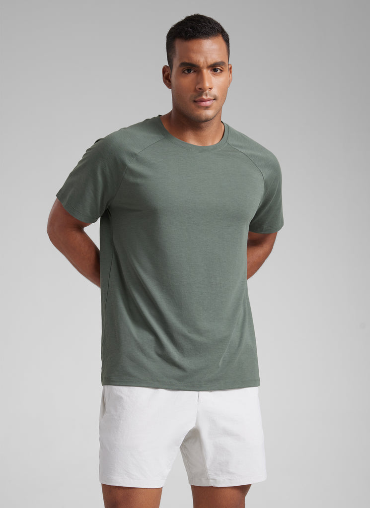 CRZ YOGA Men's Training Classic Fit Shirts Mech Short Sleeves Dark Carbon